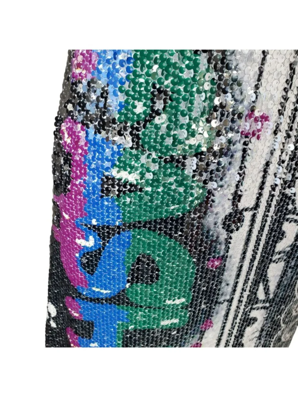 Kimberly Goldson $698 Dress Sequin Black White Brooklyn Graffiti Print Maxi - Picture 10 of 16
